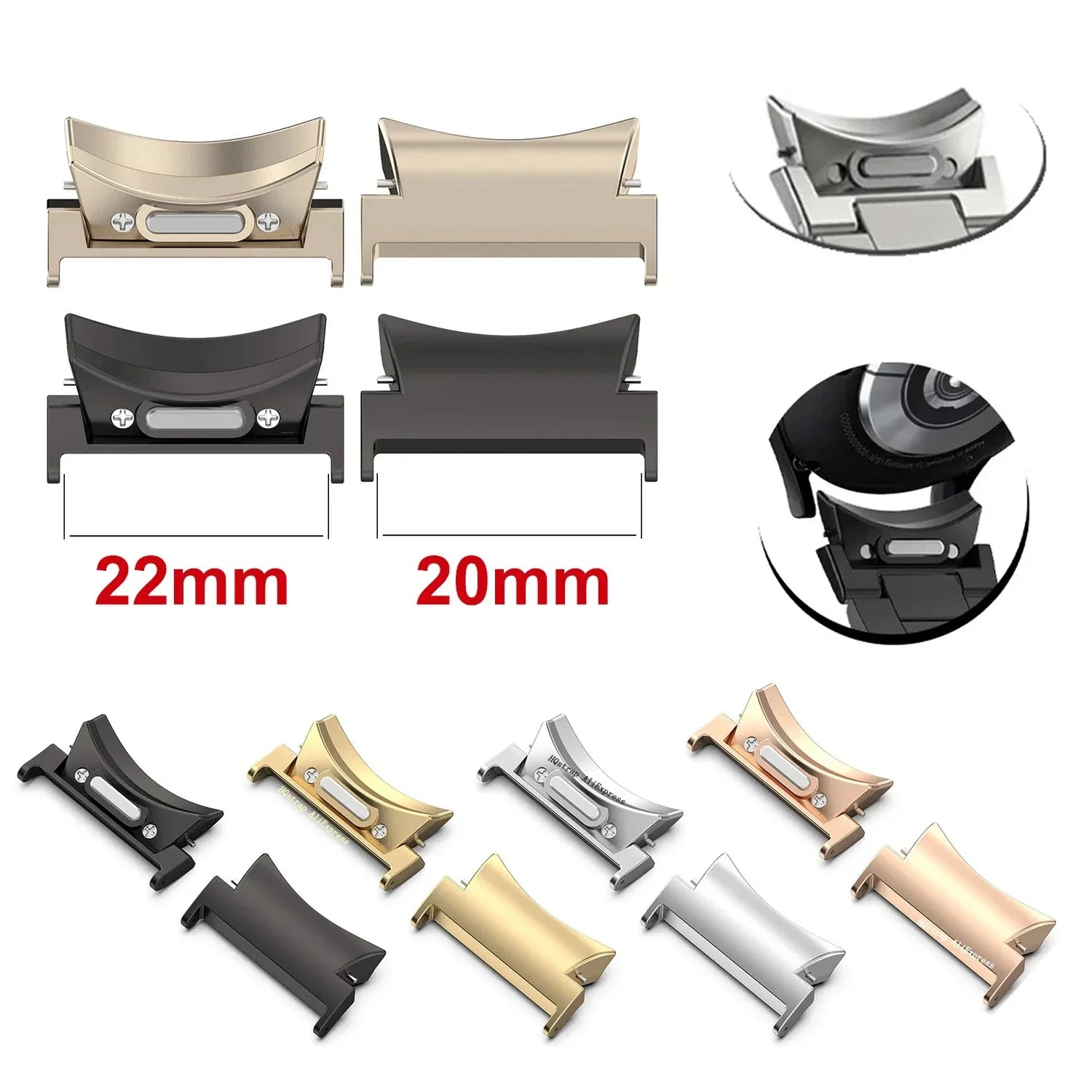 2PCS Quick Fit Adapter for Samsung Galaxy Watch 6 44mm 40mm / 6 Classic 47mm 43mm / 5 Pro / 4 Stainless Steel Connector STRAPS