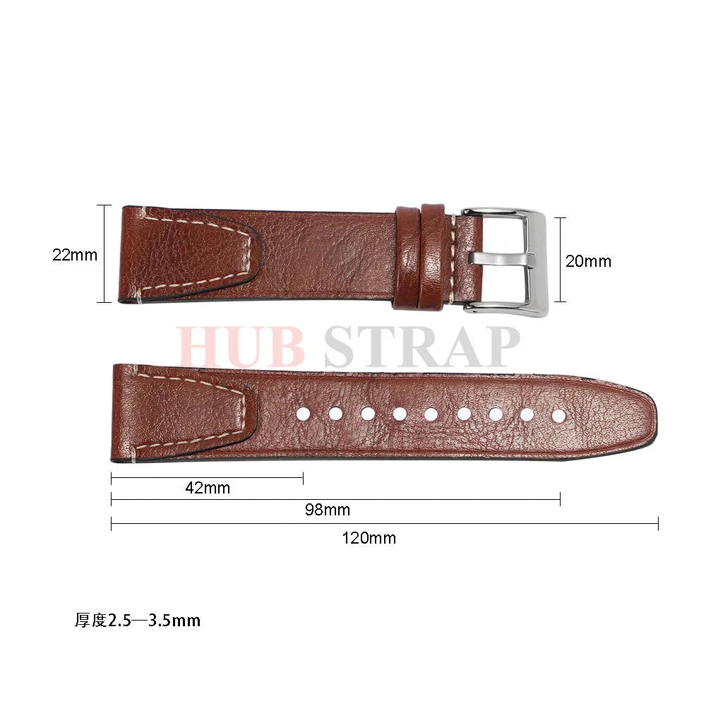 20mm 22mm Vintage Oil Wax Cowhide Watchband for Omega & Seiko STRAPS