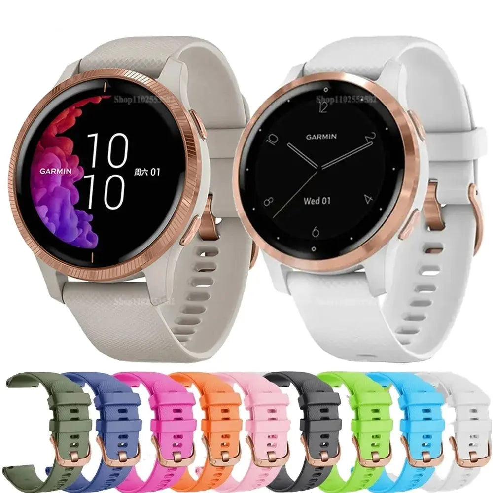 18mm & 20mm Silicone Strap for Garmin Venu Sq 2 Plus, Vivoactive 4S, Venu 3S, 2S – Wristband - STRAPS
