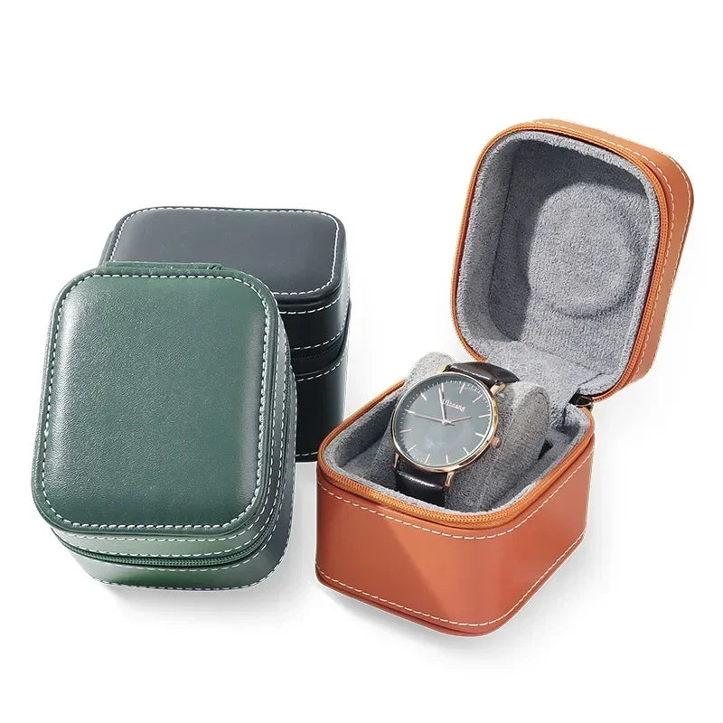 Single Watch Case - PU Leather Travel Box with Removable Cushion STRAPS