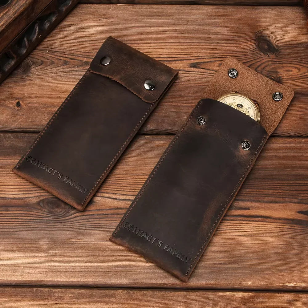 Genuine Leather Watch Pouch - Single Slot Travel Case STRAPS