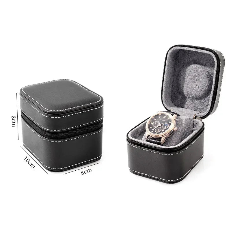 Single Watch Case - PU Leather Travel Box with Removable Cushion STRAPS