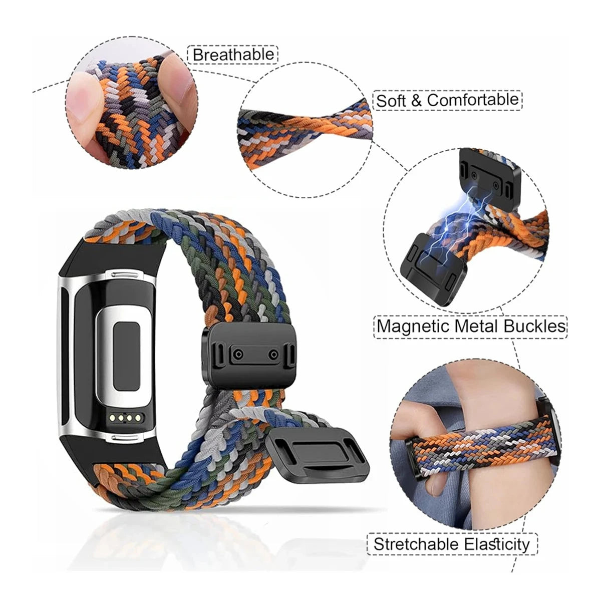 Magnetic Braided Loop Strap for Fitbit Charge 5 / 6 STRAPS