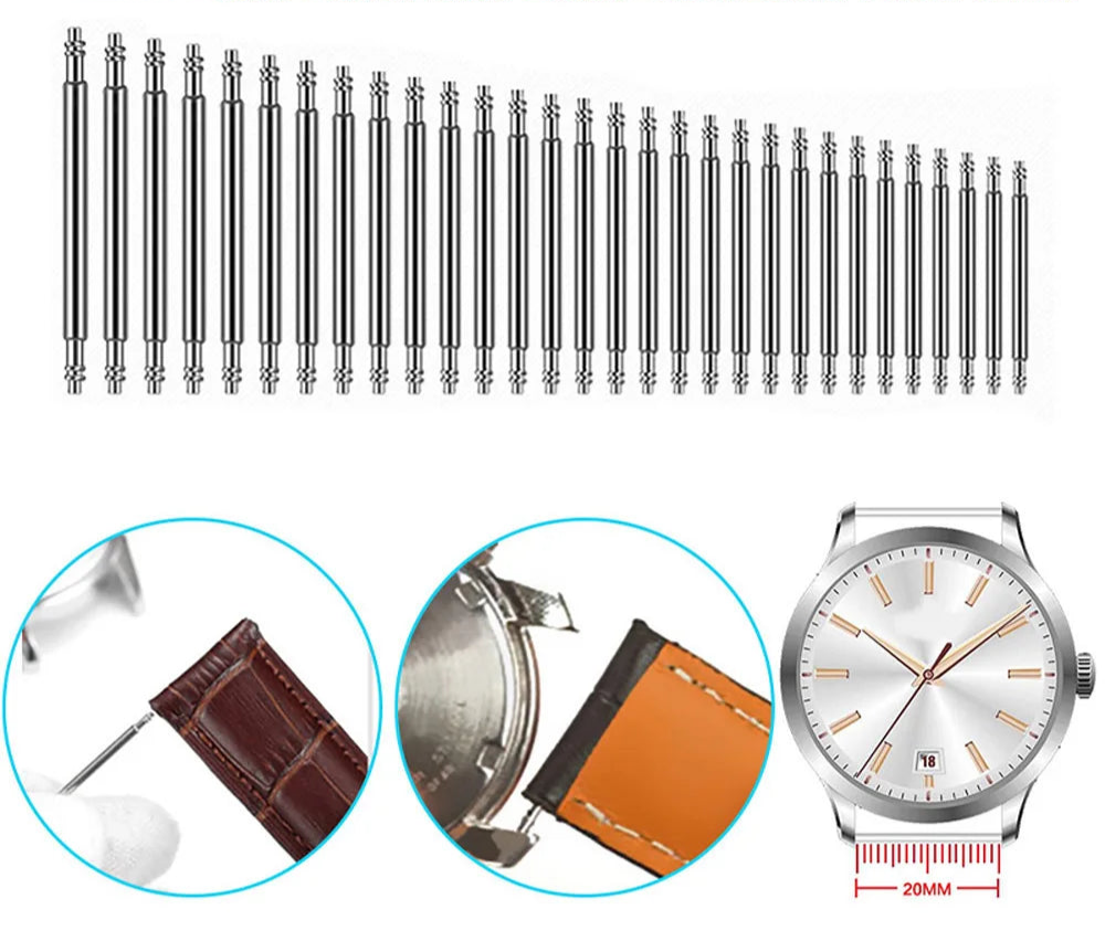 10/20PCS Spring Bars Dia 1.8mm Pins Fit for 16mm 18mm 19mm 20mm 21mm 22mm 23mm 24mm 25mm 26mm 27mm 28mm 30mm Strap Link Bars STRAPS