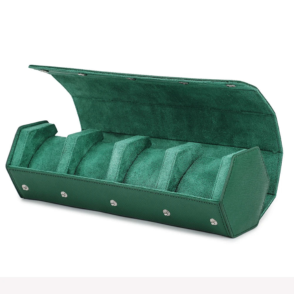 Exquisite Green Genuine Leather Hexagon Watch Roll STRAPS