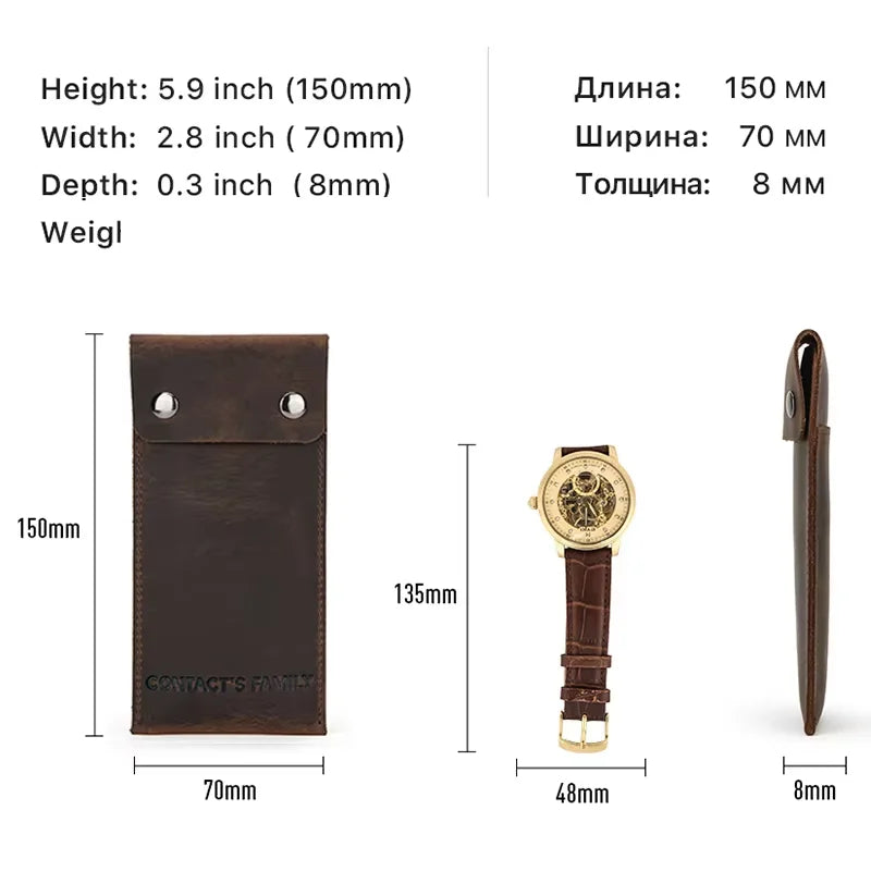 Genuine Leather Watch Pouch - Single Slot Travel Case STRAPS