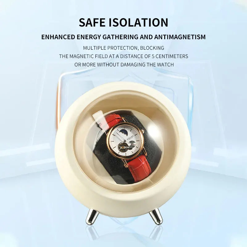 Single Watch Winder - Dual Power, Quiet Mabuchi Motor STRAPS