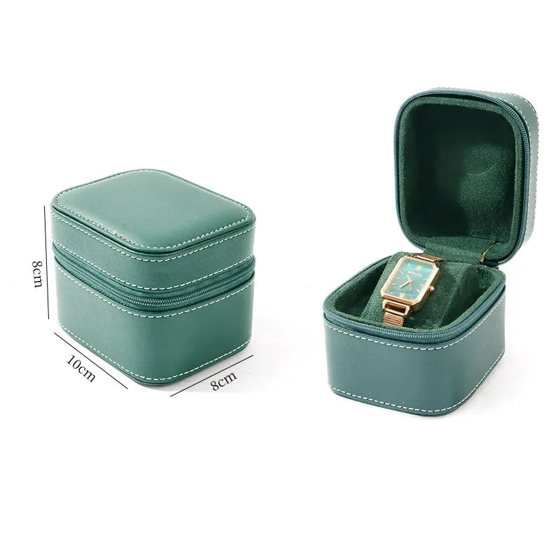 Single Watch Case - PU Leather Travel Box with Removable Cushion STRAPS