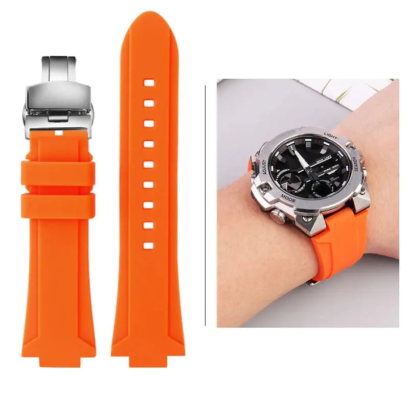 Silicone Raised Mouth Rubber Watch Strap for Casio G-SHOCK GST-B400/B200 - 24/26mm - STRAPS