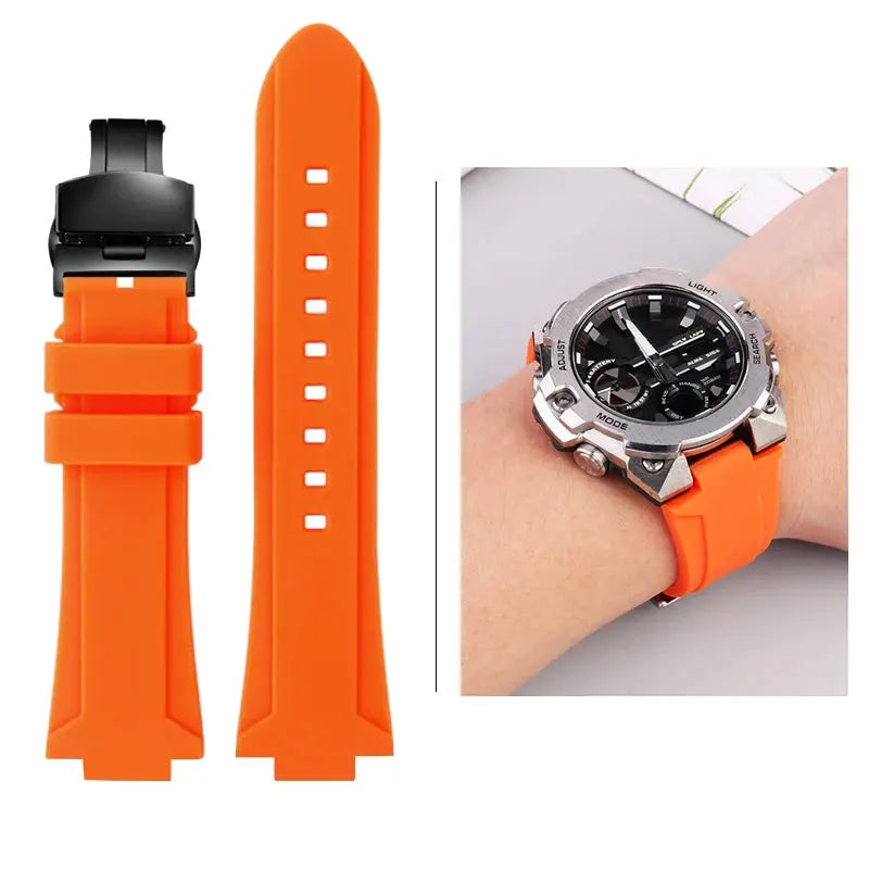 Silicone Raised Mouth Rubber Watch Strap for Casio G-SHOCK GST-B400/B200 - 24/26mm - STRAPS