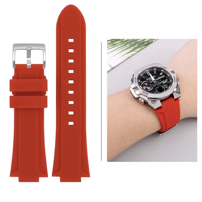 Silicone Raised Mouth Rubber Watch Strap for Casio G-SHOCK GST-B400/B200 - 24/26mm - STRAPS