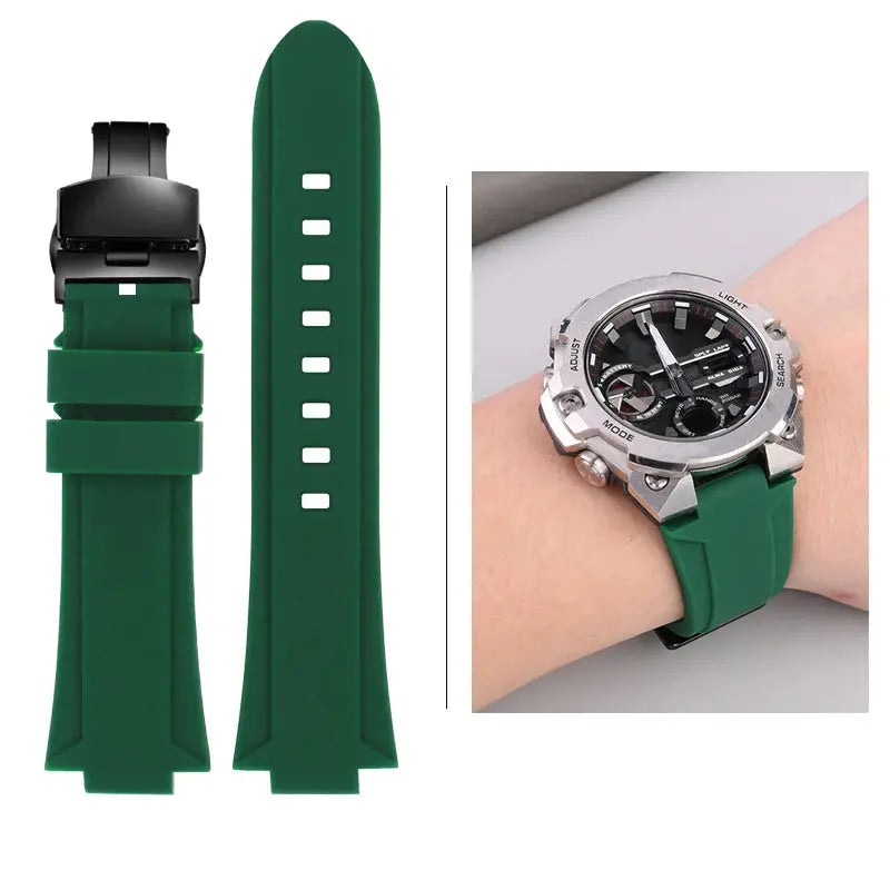 Silicone Raised Mouth Rubber Watch Strap for Casio G-SHOCK GST-B400/B200 - 24/26mm - STRAPS