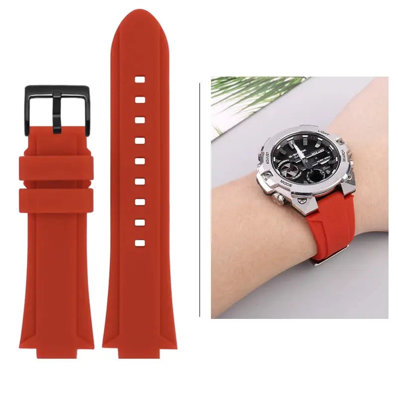 Silicone Raised Mouth Rubber Watch Strap for Casio G-SHOCK GST-B400/B200 - 24/26mm - STRAPS