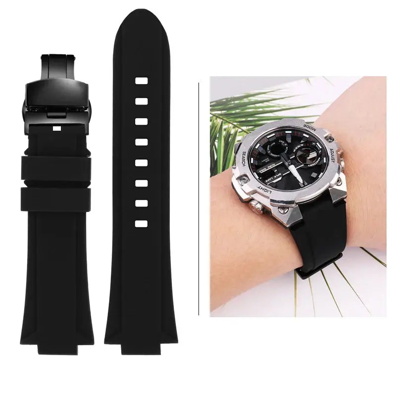 Silicone Raised Mouth Rubber Watch Strap for Casio G-SHOCK GST-B400/B200 - 24/26mm - STRAPS