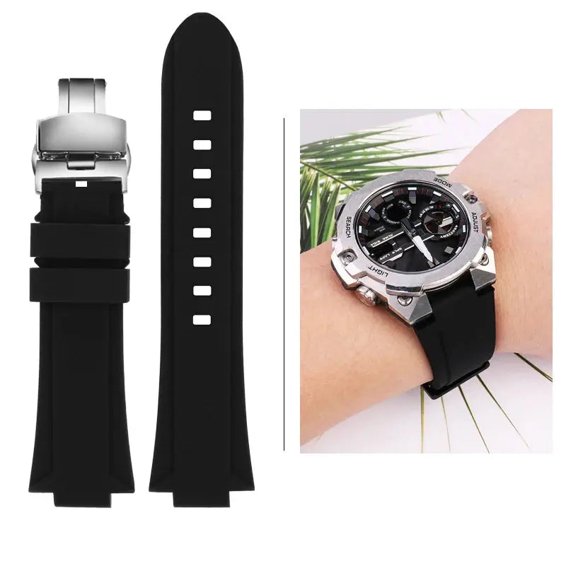 Silicone Raised Mouth Rubber Watch Strap for Casio G-SHOCK GST-B400/B200 - 24/26mm - STRAPS