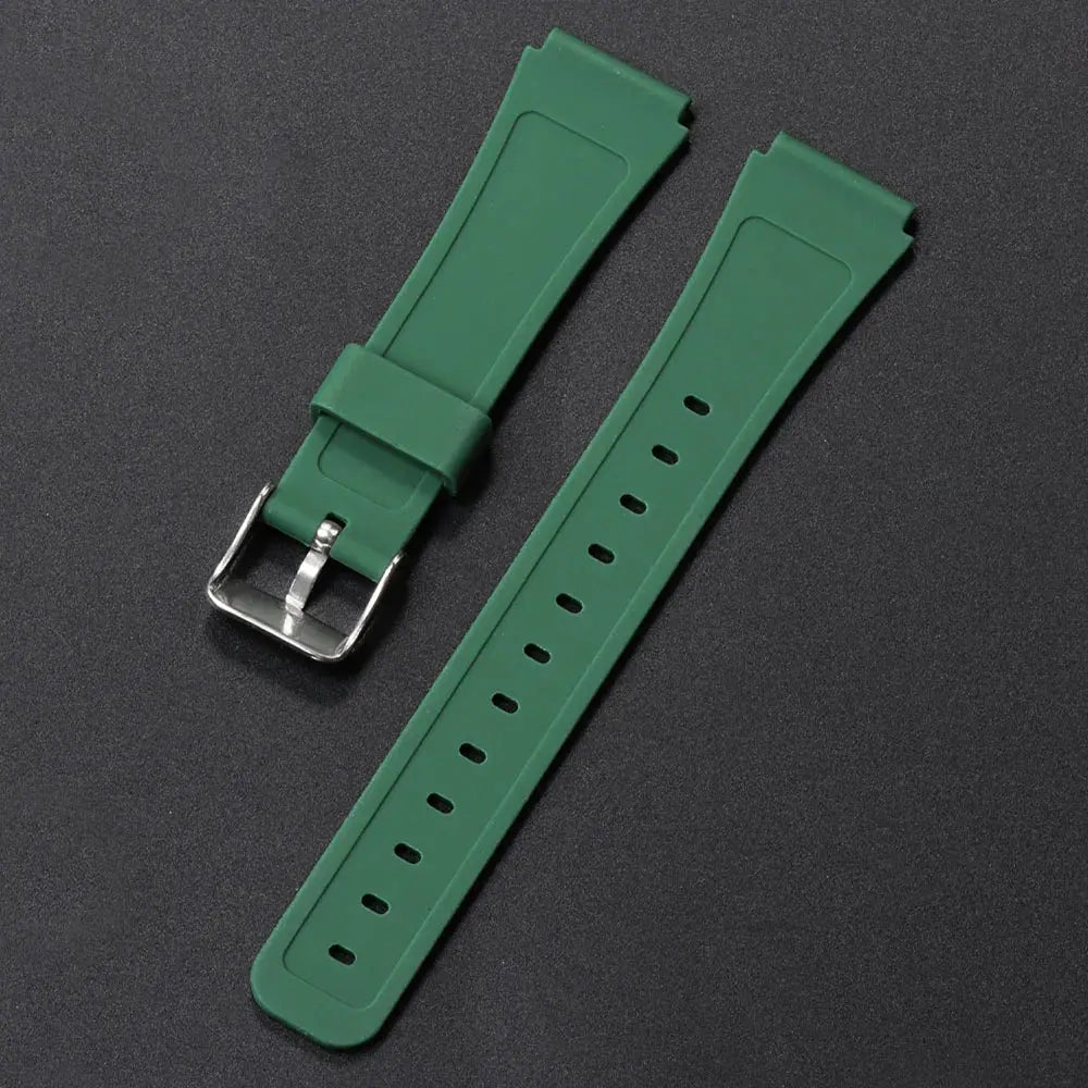 Silicone Watch Strap for Casio F91W/W800H/SGW400/A158/AE1200 - Waterproof, Metal Silver Buckle - STRAPS