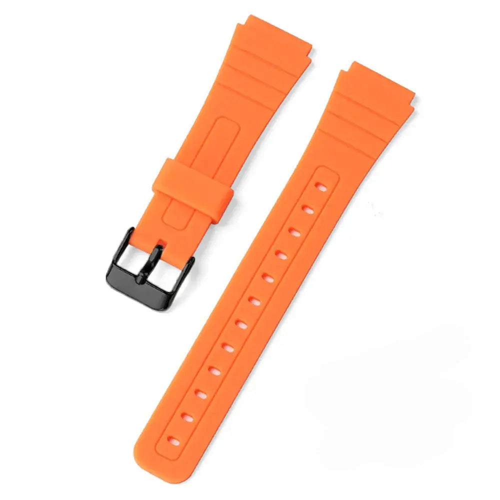 Silicone Watch Strap for Casio F91W/W800H/SGW400/A158/AE1200 - Waterproof, Metal Silver Buckle - STRAPS