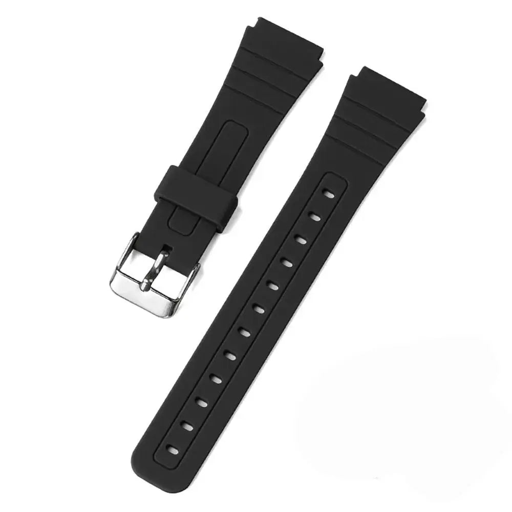 Silicone Watch Strap for Casio F91W/W800H/SGW400/A158/AE1200 - Waterproof, Metal Silver Buckle - STRAPS