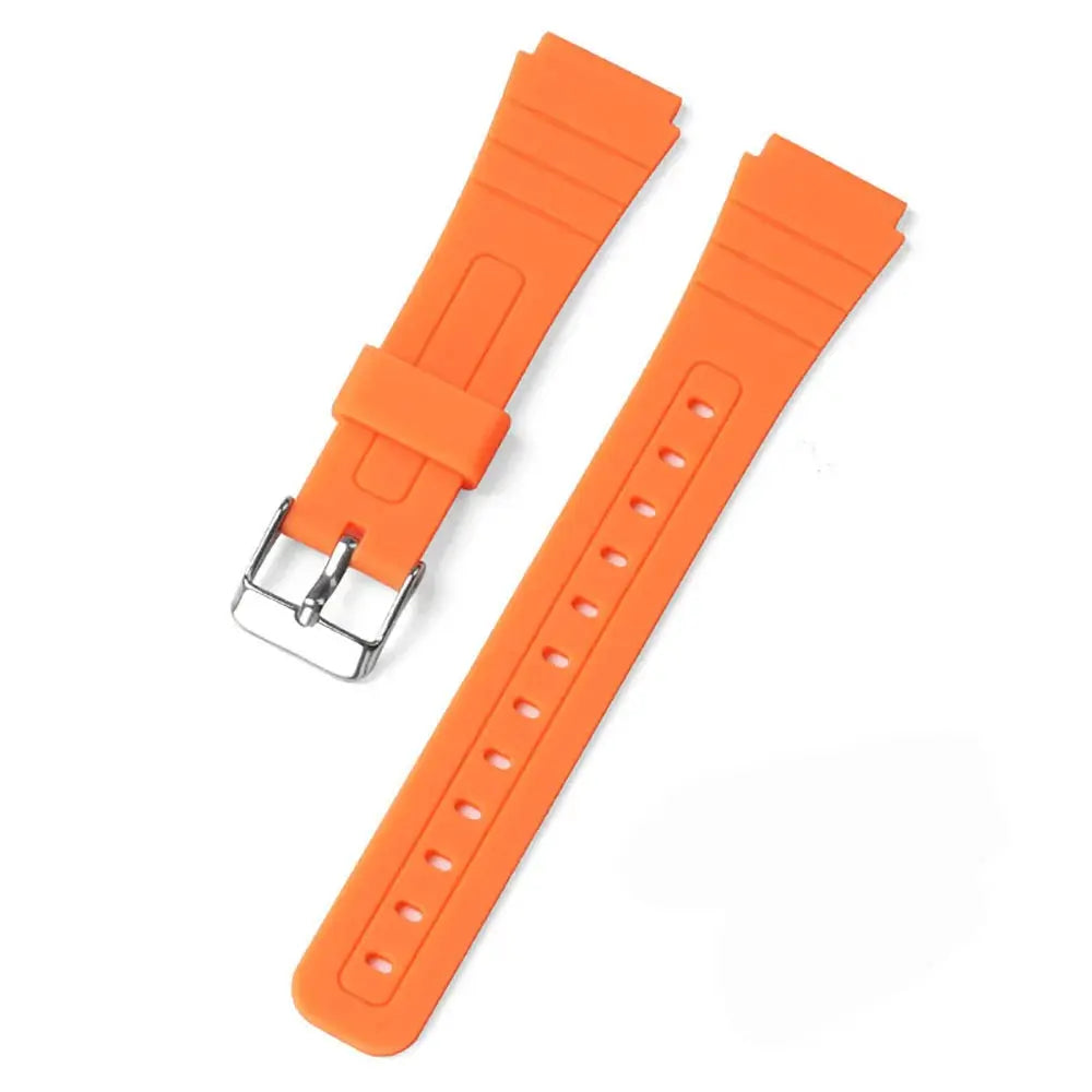 Silicone Watch Strap for Casio F91W/W800H/SGW400/A158/AE1200 - Waterproof, Metal Silver Buckle - STRAPS