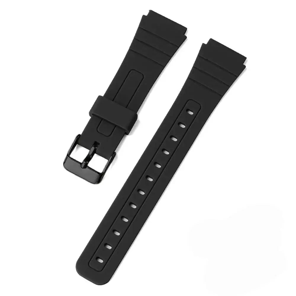 Silicone Watch Strap for Casio F91W/W800H/SGW400/A158/AE1200 - Waterproof, Metal Silver Buckle - STRAPS