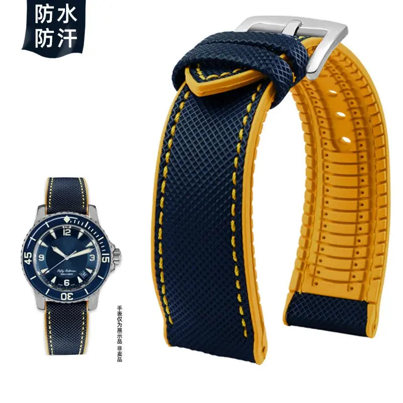 Soft Nylon Fluoro Rubber Watchband for Breitling, Citizen, Tissot, Omega – 20mm, 22mm, 23mm, 24mm STRAPS