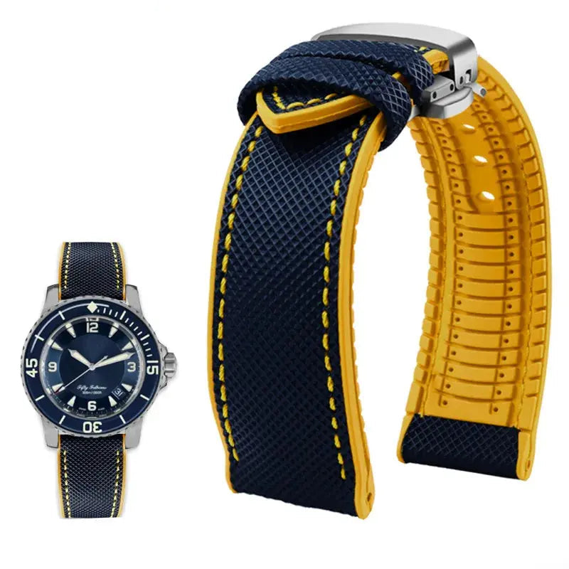 Soft Nylon Fluoro Rubber Watchband for Breitling, Citizen, Tissot, Omega – 20mm, 22mm, 23mm, 24mm STRAPS