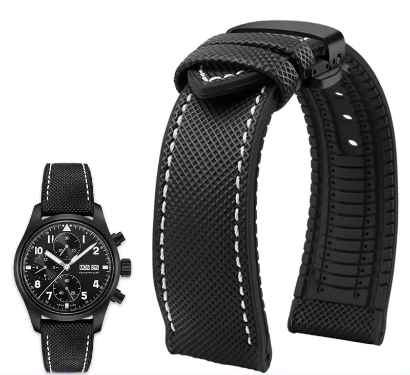 Soft Nylon Fluoro Rubber Watchband for Breitling, Citizen, Tissot, Omega – 20mm, 22mm, 23mm, 24mm STRAPS