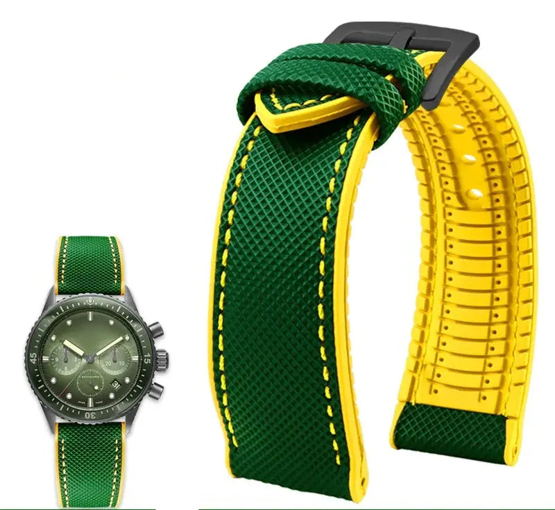 Soft Nylon Fluoro Rubber Watchband for Breitling, Citizen, Tissot, Omega – 20mm, 22mm, 23mm, 24mm STRAPS