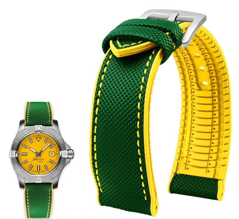 Soft Nylon Fluoro Rubber Watchband for Breitling, Citizen, Tissot, Omega – 20mm, 22mm, 23mm, 24mm STRAPS