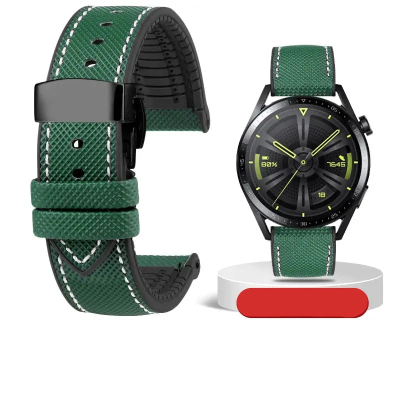 Soft Nylon Fluoro Rubber Watchband for Breitling, Citizen, Tissot, Omega – 20mm, 22mm, 23mm, 24mm STRAPS