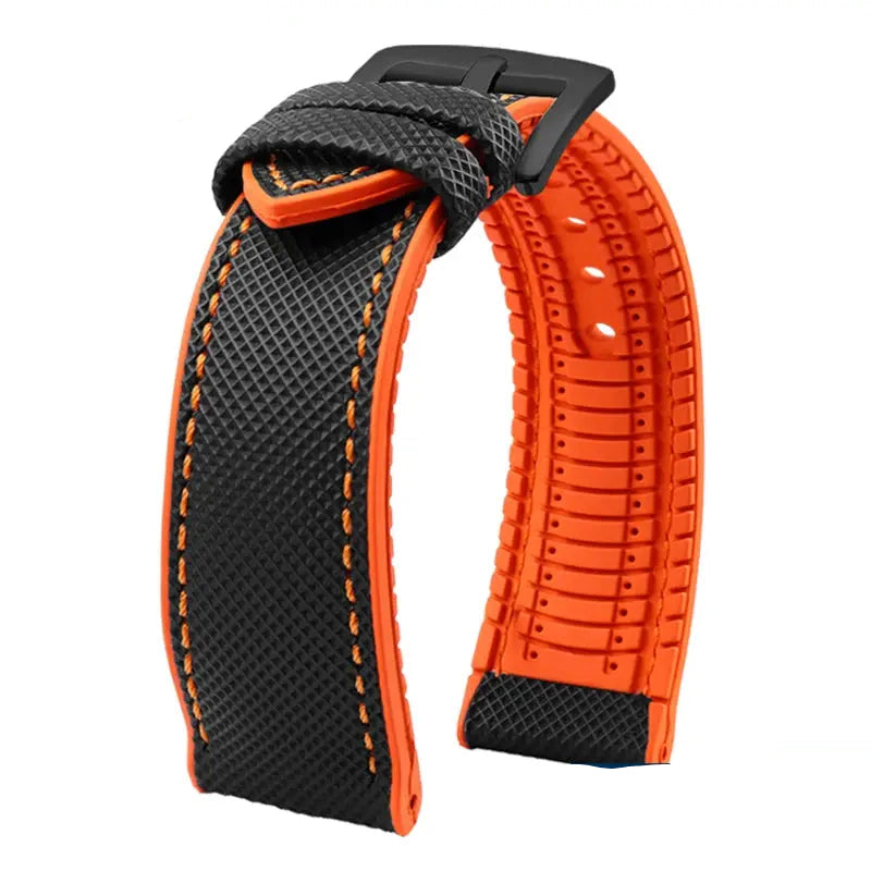Soft Nylon Fluoro Rubber Watchband for Breitling, Citizen, Tissot, Omega – 20mm, 22mm, 23mm, 24mm STRAPS