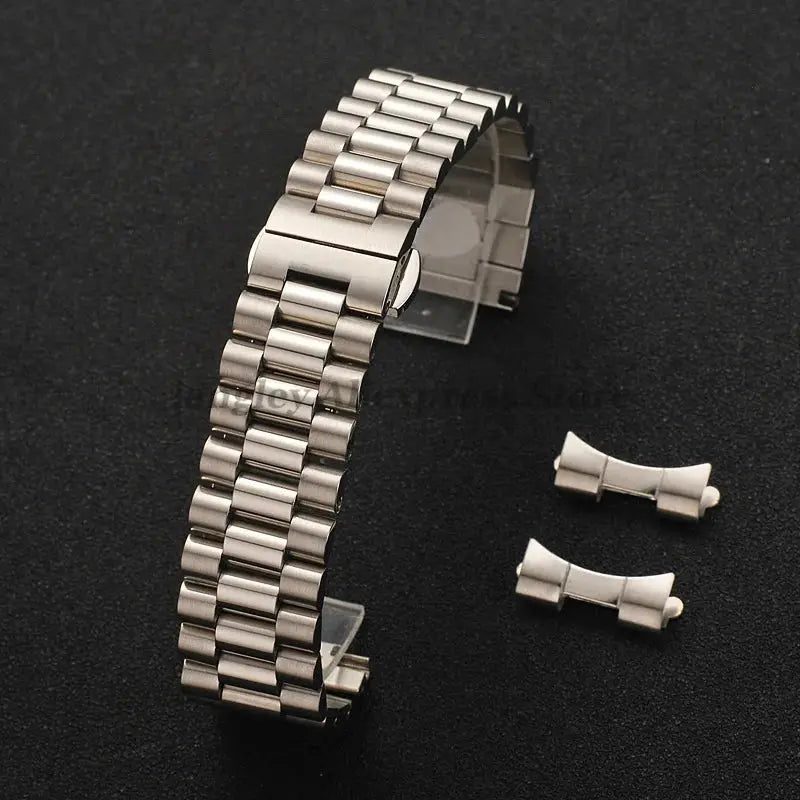 Solid Stainless Steel Watch Band 12-22mm Curved Arc Link Bracelet - STRAPS