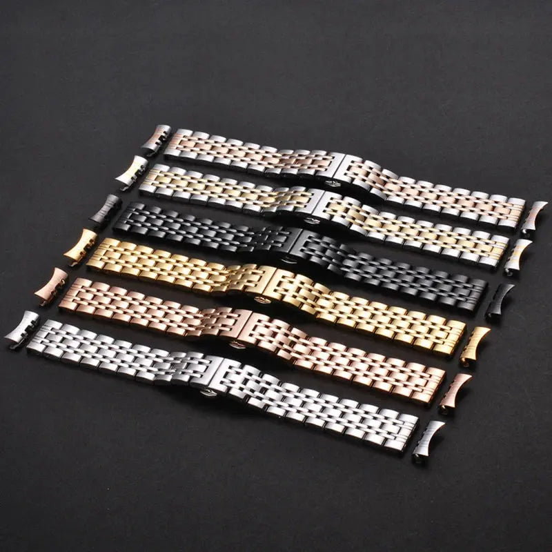 Solid Stainless Steel Watch Band for TISSOT, Omega, Seiko – 16mm to 24mm – Butterfly Buckle - STRAPS