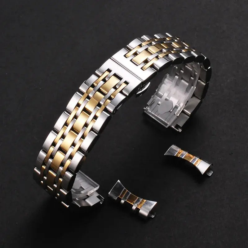 Solid Stainless Steel Watch Band for TISSOT, Omega, Seiko – 16mm to 24mm – Butterfly Buckle - STRAPS