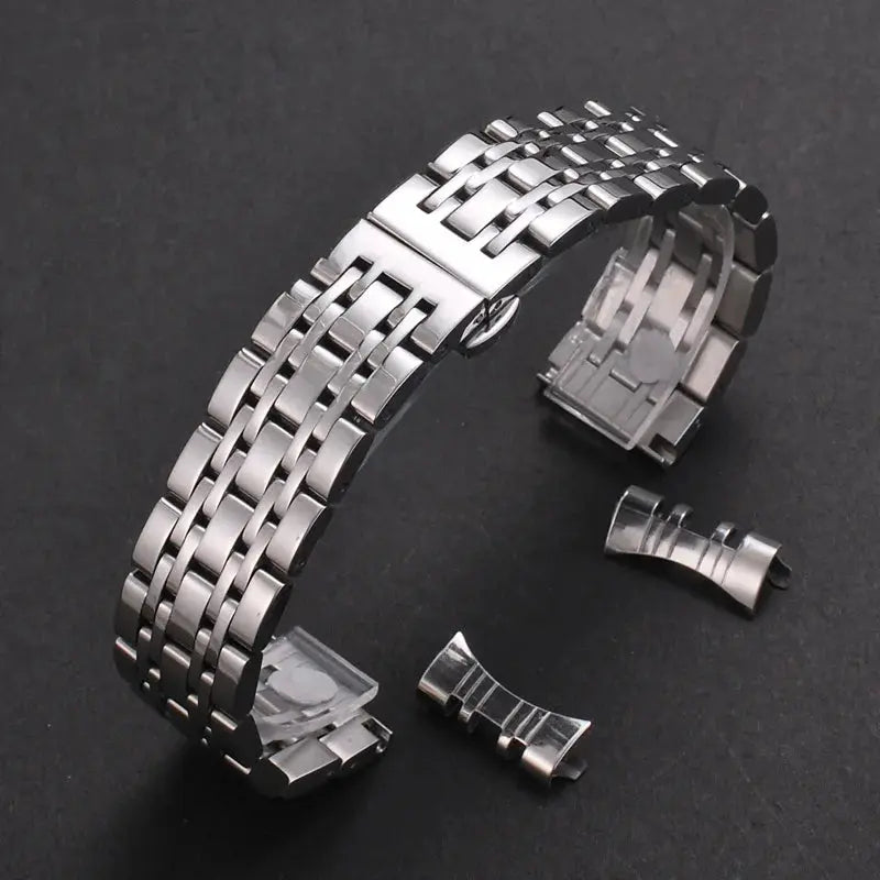 Solid Stainless Steel Watch Band for TISSOT, Omega, Seiko – 16mm to 24mm – Butterfly Buckle - STRAPS