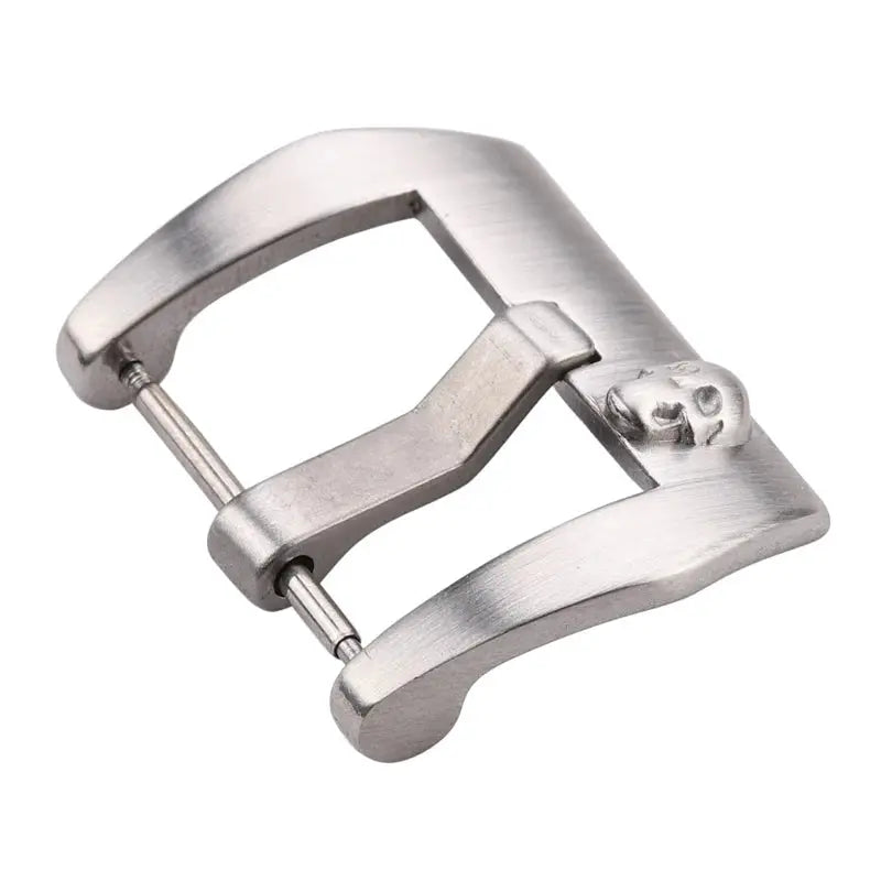 Stainless Steel Skull Watch Band Buckle - 18-24mm - Silver/Black Brushed - STRAPS