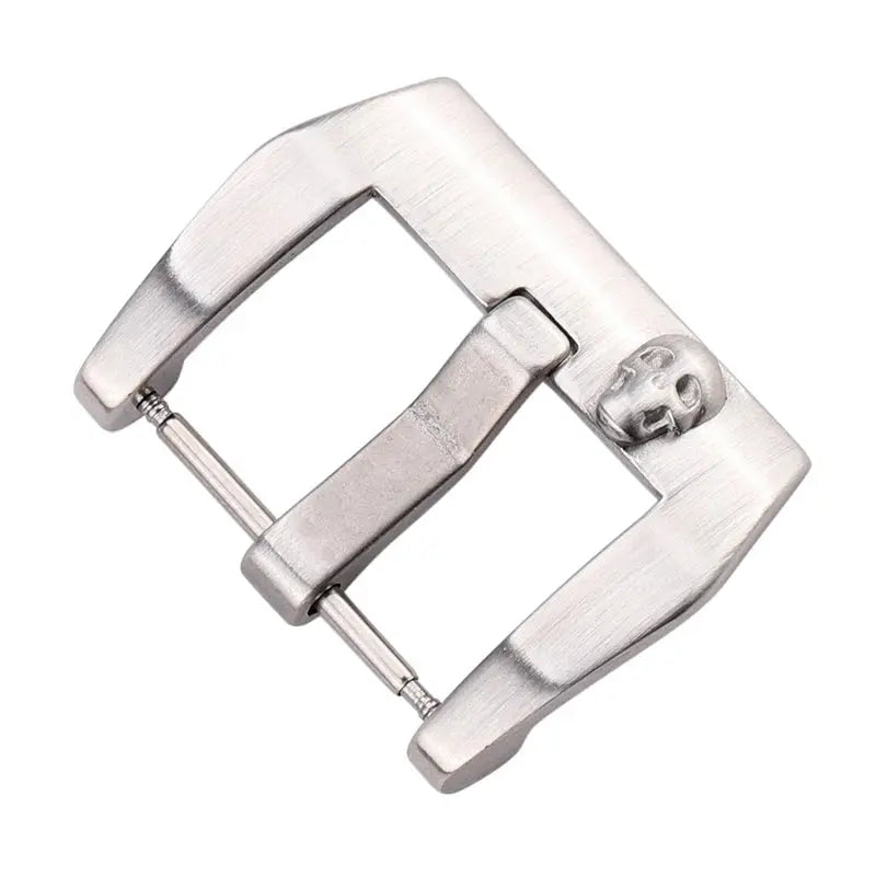 Stainless Steel Skull Watch Band Buckle - 18-24mm - Silver/Black Brushed - STRAPS