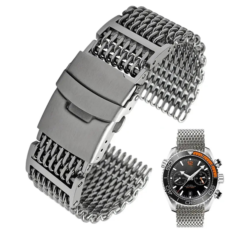 Steel Dive Shark Mesh Milanese Watch Bracelet Strap – 20mm/22mm/24mm for Breitling, Omega - STRAPS