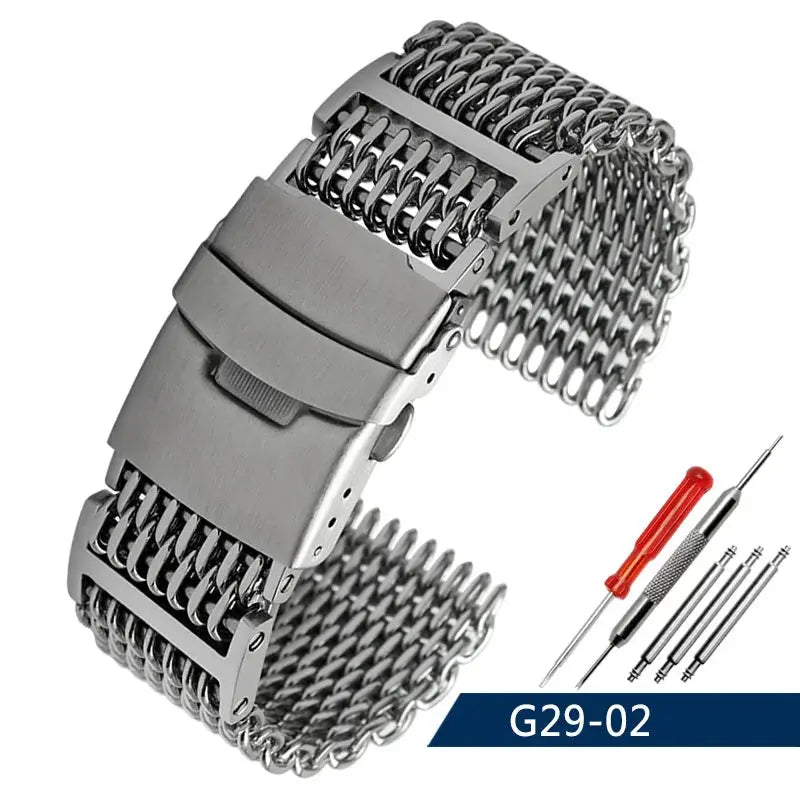 Steel Dive Shark Mesh Milanese Watch Bracelet Strap – 20mm/22mm/24mm for Breitling, Omega - STRAPS