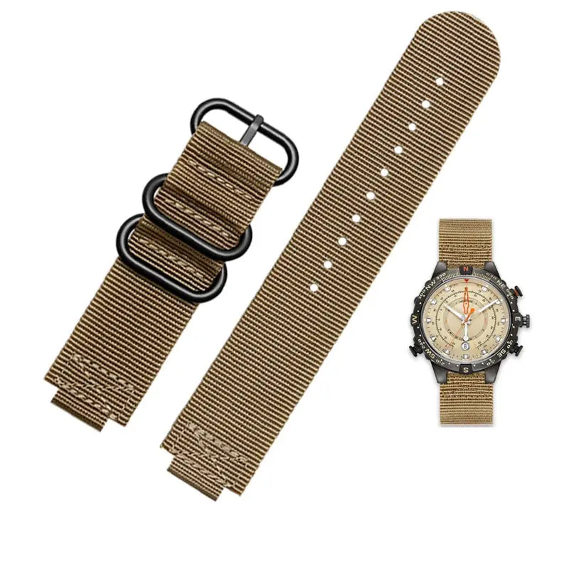 Waterproof Canvas Watchband for TIMEX T2N720, T2N721, TW2R55500 - 24*16mm Sports Strap - STRAPS