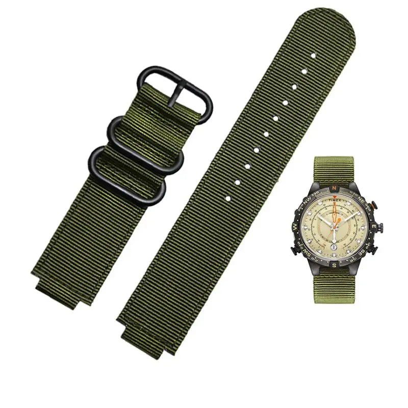 Waterproof Canvas Watchband for TIMEX T2N720, T2N721, TW2R55500 - 24*16mm Sports Strap - STRAPS