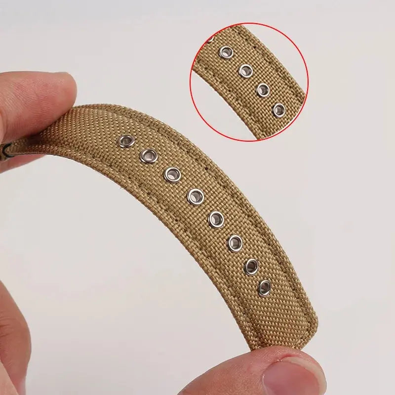 Waterproof Nylon Canvas & Leather Watch Strap for TIMEX, Citizen, Hamilton - 20mm, Khaki Watchband - STRAPS