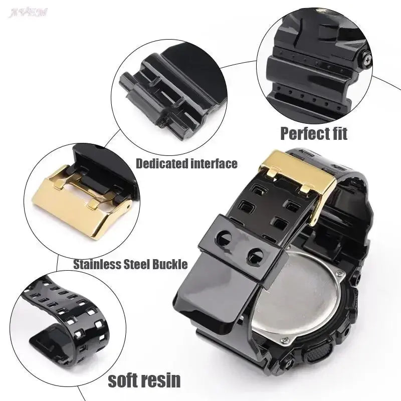 16mm Silicone Strap for Casio G-SHOCK GA-100/110/200 GD-100 GW-8900, TPU Band - STRAPS