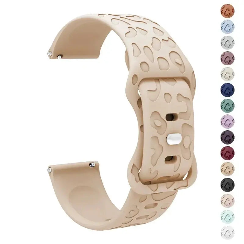 18mm 20mm 22mm Engraved Leopard Silicone Strap for Samsung Galaxy Watch, Huawei GT, Amazfit GTR STRAPS