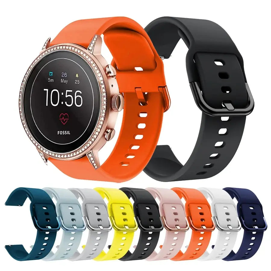 18mm Silicone Watch Band for Fossil Women's Gen 4 Venture HR, Gen 6 42mm, Charter HR, Gen 5E 42mm STRAPS