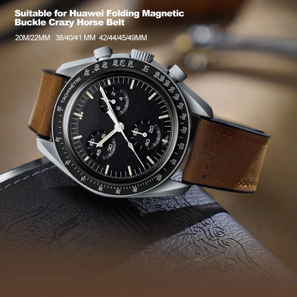 20mm Silicone Leather Watch Strap for Omega x Swatch MoonSwatch Saturn Series - Quick Release - STRAPS