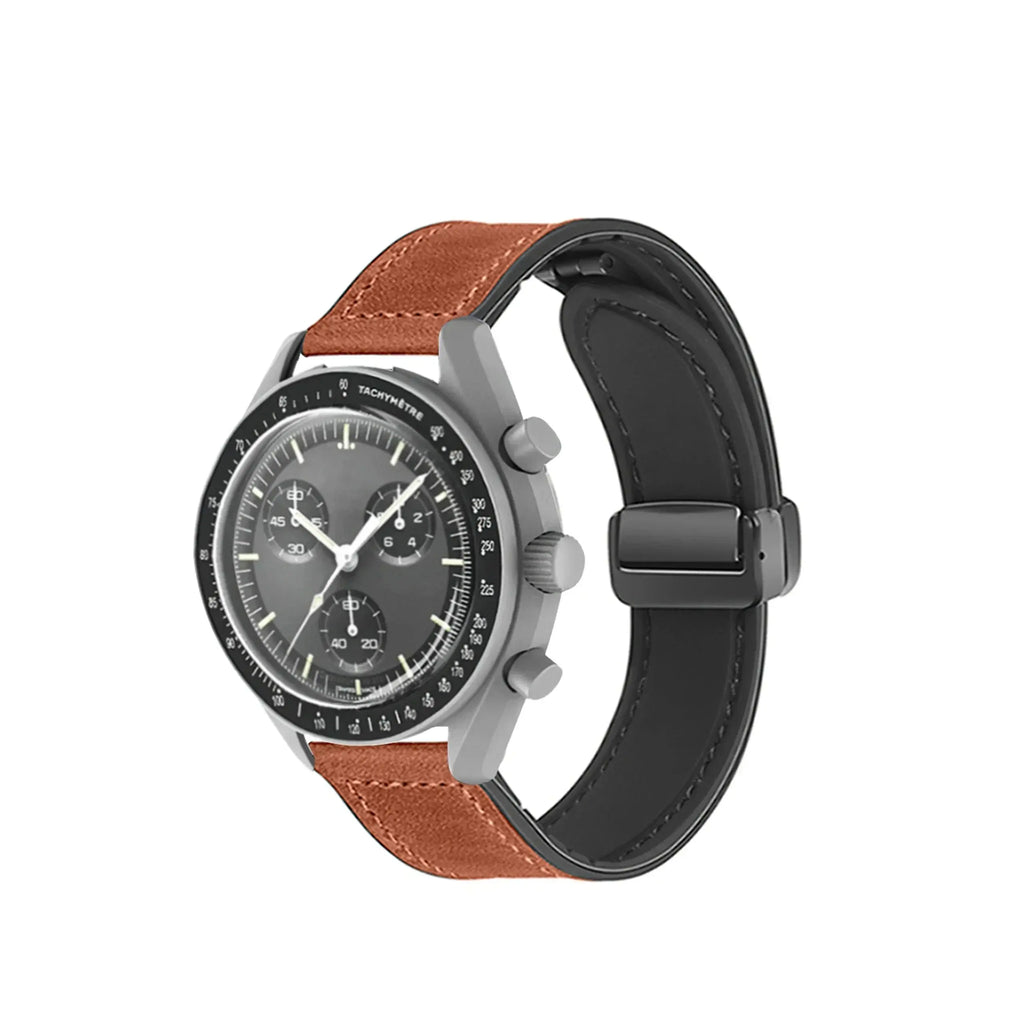 20mm Silicone Leather Watch Strap for Omega x Swatch MoonSwatch Saturn Series - Quick Release - STRAPS