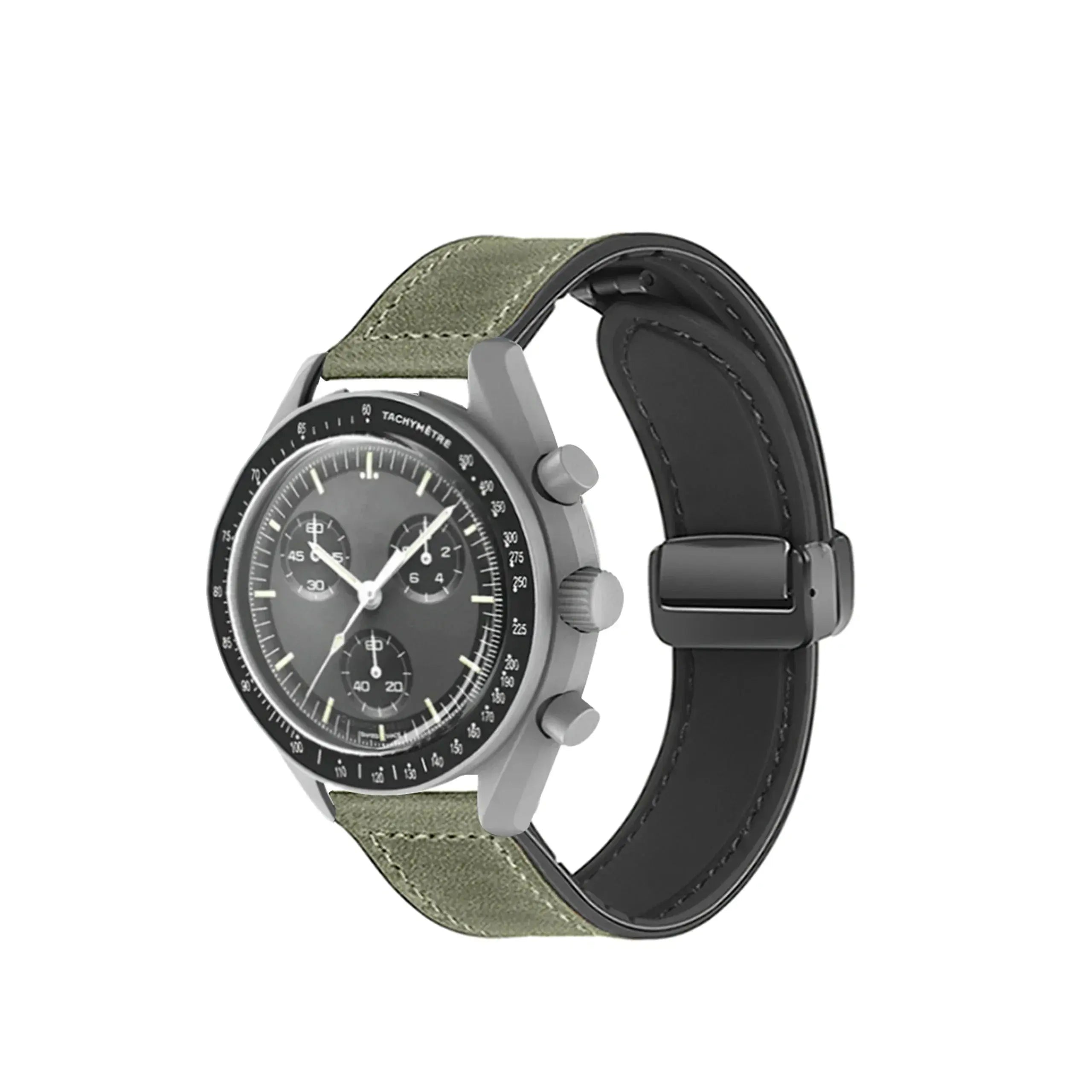 20mm Silicone Leather Watch Strap for Omega x Swatch MoonSwatch Saturn Series - Quick Release - STRAPS