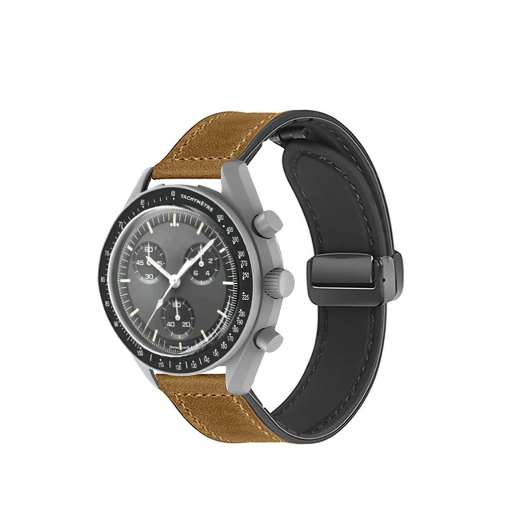 20mm Silicone Leather Watch Strap for Omega x Swatch MoonSwatch Saturn Series - Quick Release - STRAPS