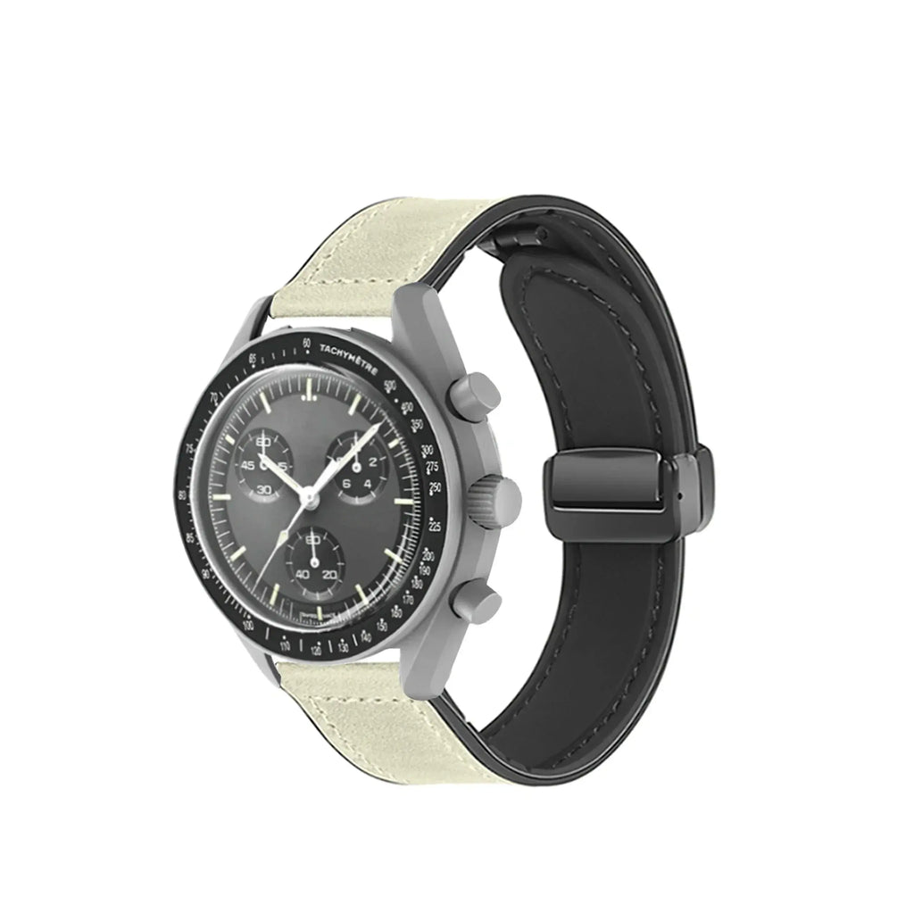 20mm Silicone Leather Watch Strap for Omega x Swatch MoonSwatch Saturn Series - Quick Release - STRAPS